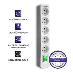 Avis Power strip 5 sockets, 1.8m