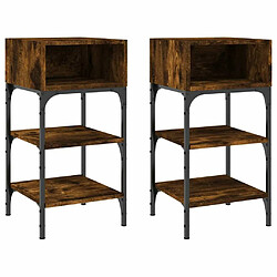 Maison Chic Lot de 2 Tables de chevet - Tables de Nuit chêne fumé 35x34,5x70 c bois d’ingénierie