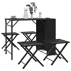 vidaXL Ensemble à manger de jardin 5 pcs pliable noir résine tressée