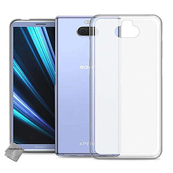 Htdmobiles Coque silicone gel fine pour Sony Xperia 10 + film ecran - BLANC TRANSPARENT