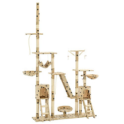 Helloshop26 Arbre à chat griffoir grattoir niche jouet animaux peluché 230-250 cm empreintes de pattes beige 3702088