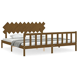 Maison Chic Lit adulte - Cadre Structure de lit avec tête de lit Contemporain marron miel 200x200cm bois massif -MN73374