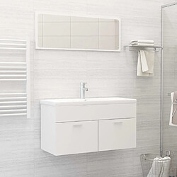 Maison Chic Ensemble de meubles de salle de bain,Armoire rangement Bain Blanc Aggloméré -MN91147