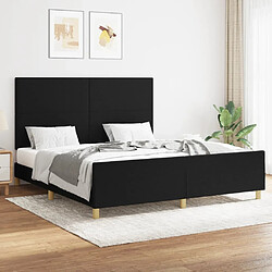 Maison Chic Lit adulte - Cadre Structure de lit avec tête de lit Contemporain Noir 160x200 cm Tissu -MN55900