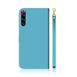 Avis Wewoo Housse Coque Etui à rabat horizontal en surface miroir avec pour Sony Xperia 5 et fentes cartesporte-monnaie et lanière Bleu