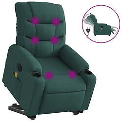 Maison Chic Fauteuil Relax pour salon, Fauteuil inclinable de massage électrique Vert foncé Tissu -GKD86922