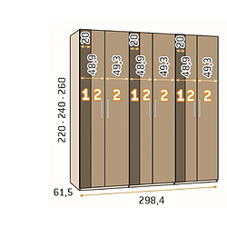 Acheter Inside 75 Armoire blanche 298,4 x 60 x 240 cm structure standard 6 portes kubica