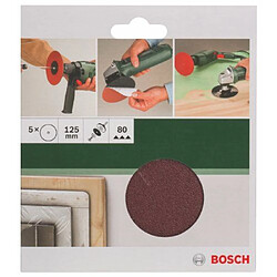 Bosch 2609256B50 Disques abrasifs papier pour Ponceuses à serrer trou central Diamètre 125 Grain 80 Lot de 5 feuilles