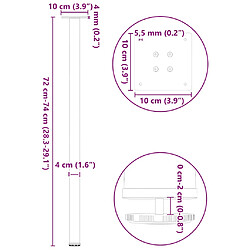 vidaXL Pieds de table basse 4 pcs anthracite 72-74 cm acier pas cher