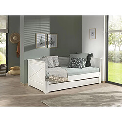 Mes Lit banquette extensible 90/180x200 cm avec tiroir blanc - PINO