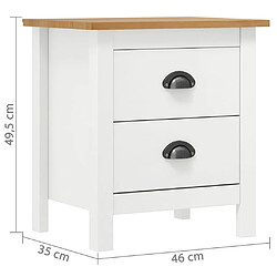 vidaXL Table de chevet Hill Blanc 46x35x49,5 cm Bois de pin solide pas cher