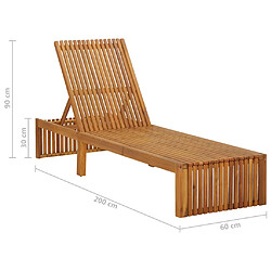 vidaXL Chaise longue bois d'acacia solide pas cher