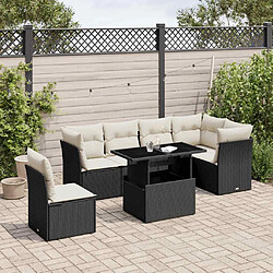 vidaXL Salon de jardin 7 pcs avec coussins noir résine tressée