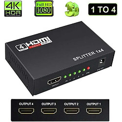 Splitter HDMI Répartiteur Convertisseur TV 4 Ports 1x4 avec 1 Entrée 4 Sorties 1080p Full HD HDCP