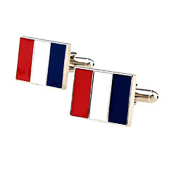 Boutons de Manchette Motif de Drapeau de la France Rectangle Mariage Bijoux Pour Homme