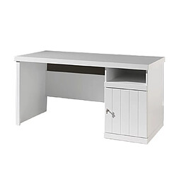 Mes Bureau 150x70x75,5 cm cm avec une porte laqué blanc - BREVAL