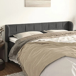 Maison Chic Tête de lit scandinave avec oreilles,meuble de chambre Gris foncé 183x23x78/88 cm Velours -MN26443