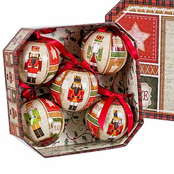 BigBuy Christmas Boules de Noël Multicouleur Papier Polyfoam Casse-Noisette 7,5 x 7,5 x 7,5 cm (5 Unités)