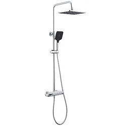 Avis Lonheo MAX Colonne de Douche Thermostatique 38°C Avec Table de Rangement en Verre Trempé, Colonne de Douche de Salle de Bain, Chromé, Réglable en Hauteur