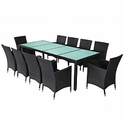 Avis Maison Chic Salon de jardin 11pcs + coussins - Mobilier/Meubles de jardin - Table et chaises d'extérieur Résine tressée Noir -MN37244