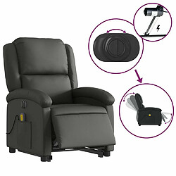 Maison Chic Fauteuil Relax pour salon, Fauteuil inclinable de massage électrique noir cuir véritable -GKD57130 pas cher