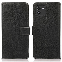 Etui en PU texture litchi noir pour votre Samsung Galaxy A03 (EU Version) (166.5 x 75.98 x 9.14mm)