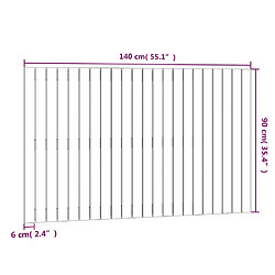 vidaXL Tête de lit murale Blanc 140x3x90 cm Bois massif de pin pas cher