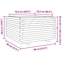 vidaXL Jardinière 80x80x49,5 cm bois de pin imprégné pas cher