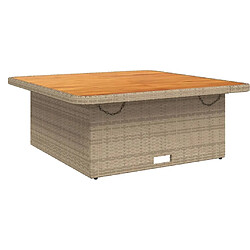 Maison Chic Table de jardin | Table d'extérieur beige 110x110x71 cm résine tressée bois acacia -GKD46972