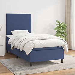 vidaXL Sommier à lattes de lit avec matelas Bleu 100x200 cm Tissu