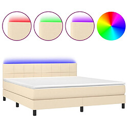 Maison Chic Lit adulte- Lit + matelas,Sommier à lattes de lit avec matelas LED Crème 160x200 cm Tissu -GKD20289