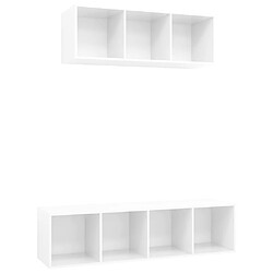 vidaXL Ensemble de meubles TV 2 pcs Blanc brillant Bois d'ingénierie