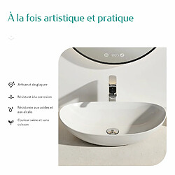 Avis EMKE Vasque à Poser Salle de Bain en céramique, Lavabo ovale en céramique, blanc brillant - 61,5 x 36 x 15,5 cm