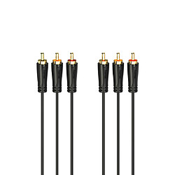 HAMA Câble audio/vidéo, 3 fich. RCA mâles - 3 fich. RCA mâles, doré, 1,5 m