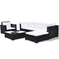 Acheter Maison Chic Salon de jardin 6 pcs + coussins - Mobilier/Meubles de jardin - Table et chaises d'extérieur Résine tressée Noir -MN66183