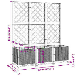 vidaXL Jardinière avec treillis Noir 120x40x136 cm PP pas cher