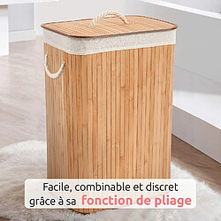 Acheter MONMECD Panier à Linge Sale 72L Familial, Corbeille a Linge Rectangulaire Pliable, Couvercle, , Bambou, 40 cm x 30 cm x 60 cm, Marron