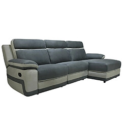 Avis Vente-Unique Canapé d'angle droit relax en microfibre anthracite et bandes gris clair TALCA