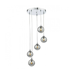 Acheter Luminaire Center Suspension Federico Chrome poli,verre fumé 5 ampoules 150cm