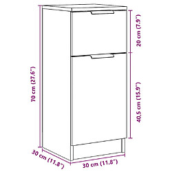 vidaXL Buffets 2 pcs vieux bois 30x30x70 cm bois d'ingénierie pas cher