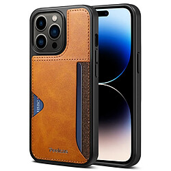 Coque en TPU + PU anti-chute avec porte-carte pour votre iPhone 14 Pro Max - kaki