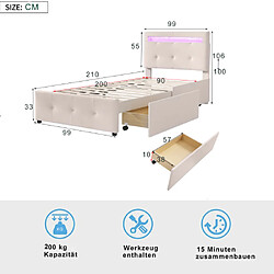 Avis ComfortXL Lit Simple Pour Enfants Et Adolescents Avec Éclairage LED,(beige) 90*200cm