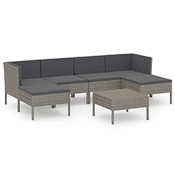 Maison Chic Salon de jardin 7 pcs + coussins - Mobilier/Meubles de jardin - Table et chaises d'extérieur Résine tressée Gris -MN39973