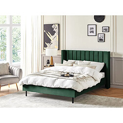 Beliani Lit double en velours vert 140 x 200 cm VILLETTE