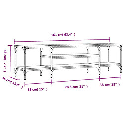 vidaXL Meuble TV chêne marron 161x35x45 cm bois d'ingénierie et fer pas cher