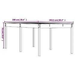 vidaXL Table de jardin marron miel 203,5x100x76 cm bois massif de pin pas cher