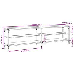 vidaXL Meuble TV chêne sonoma 180x30x50 cm bois d'ingénierie et métal pas cher