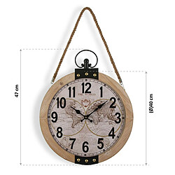 Horloge Murale Versa Mapamundi Bois MDF (40 x 6,5 x 47 cm) pas cher