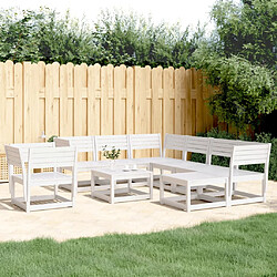 Maison Chic Salon de jardin 8 pcs | Ensemble de Table et chaises | Mobilier d'Extérieur Blanc Bois de pin massif -GKD56084