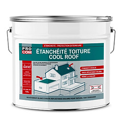 PRO COM Peinture toiture étanche Cool Roof, peinture réfléchissante blanche, anti chaleur PROCOM-10 litres-Blanc